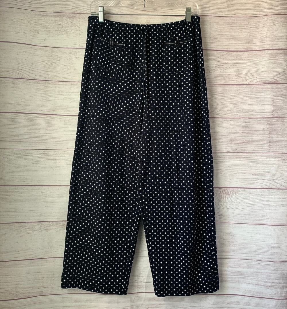Liz Claiborne Black White Polka Dot Wide Leg Pants Drawstring Size Small (6-8)